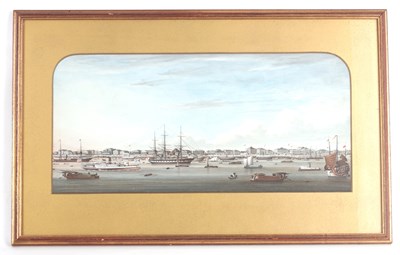 Lot 160 - A LATE 19TH CENTURY CHINESE SCHOOL WATERCOLOUR - THE BUND AT SHANGHAI