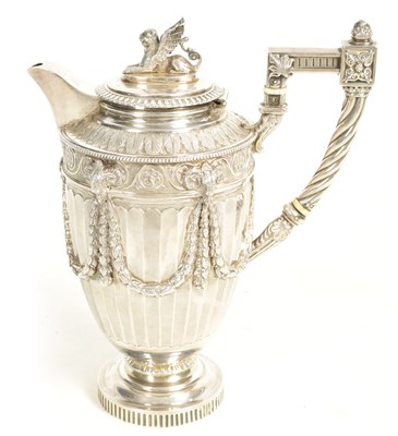Lot 278 - A VICTORIAN ADAM STYLE MAPPIN & WEBB SILVER HOT WATER JUG