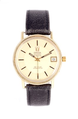 Lot 257 - A GENTLEMAN'S VINTAGE GOLD PLATED OMEGA ELECTRONIC F300HZ DE VILLE GENT'S WRISTWATCH