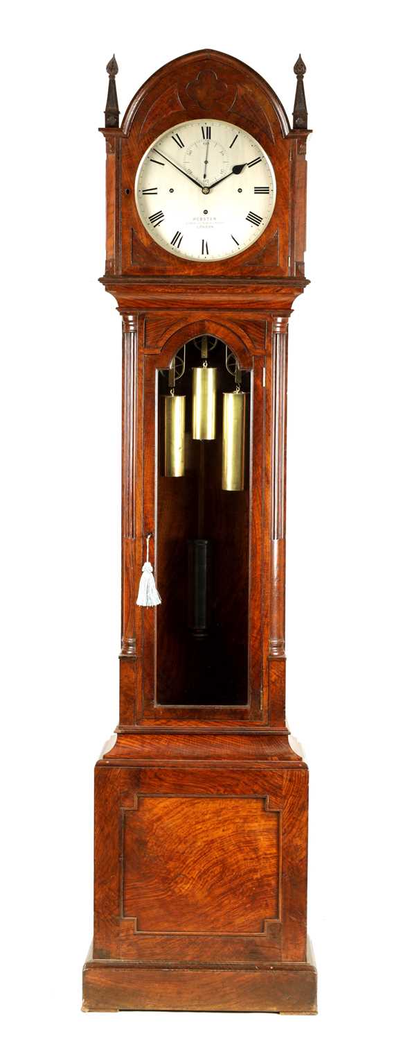 Lot 911 - WEBSTER, QUEEN VICTORIA STREET, LONDON  A MID 19TH CENTURY POLLARD OAK QUARTER CHIMING REGULATOR LONGCASE CLOCK