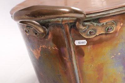 Lot 523 - A LARGE LATE 19TH CENTURY COPPER LIDDED COOKING POT