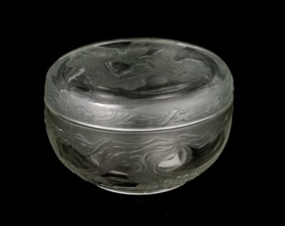 Lot 21 - A RENE LALIQUE 'L'ORIGAN COTY' GREEN STAINED POWDER BOX