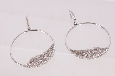 Lot 233 - A PAIR OF AUSTRIAN GARRARD DIAMOND ENCRUSTED 18CT WHITE GOLD ANGEL WING EARRINGS