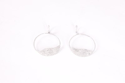 Lot 233 - A PAIR OF AUSTRIAN GARRARD DIAMOND ENCRUSTED 18CT WHITE GOLD ANGEL WING EARRINGS