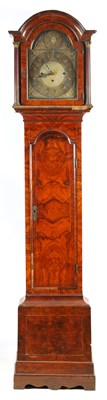 Lot 906 - JOHN BRICE, SANDWICH AN 18TH CENTURY FIGURED WALNUT QUARTER CHIMING LONGCASE CLOCK