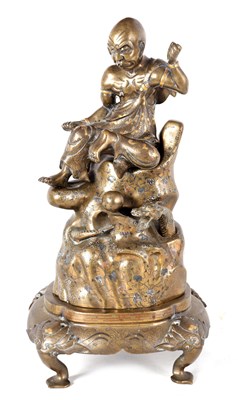 Lot 142 - A 19TH CENTURY JAPANESE MIXED METAL INLAID BRONZE CENSER