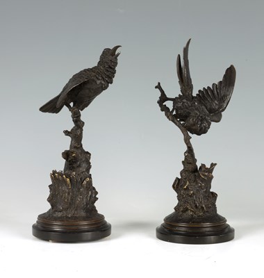 Lot 399 - FERDINAND PAUTROT 1832 - 1874. A PAIR OF LATE 19TH CENTURY FRENCH PATINATED BRONZE SCULPTURES