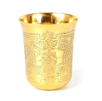 Lot 277 - A LATE 19TH CENTURY RUSSIAN SILVER GILT BEAKER