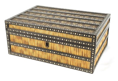 Lot 85 - A 19TH CENTURY ANGLO INDIAN PORCUPINE QUILL WORKBOX