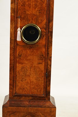 Lot 953 - JOSEPH WINDMILLS, LONDON AN EARLY 18TH CENTURY 11” BRASS DIAL BURR WALNUT LONGCASE CLOCK