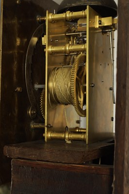 Lot 953 - JOSEPH WINDMILLS, LONDON AN EARLY 18TH CENTURY 11” BRASS DIAL BURR WALNUT LONGCASE CLOCK