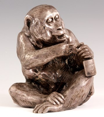 Lot 82 - A 19th CENTURY JAPANESE SILVER METAL MONKEY...