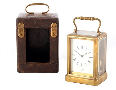 Lot 493 - HENRI MARC, PARIS A 19TH CENTURY FLORAL ENGRAVED STRIKING CARRIAGE CLOCK