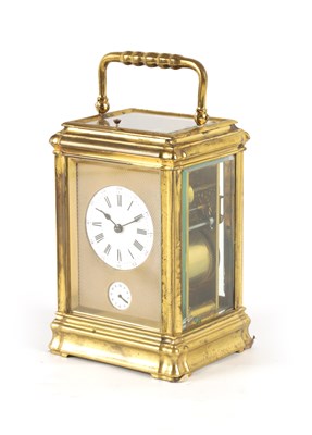 Lot 496 - T. MARTIN & CO. REGENT STREET, LONDON A 19TH CENTURY FRENCH GILT BRASS GORGE CASE PETITE SONNERIE CARRIAGE CLOCK