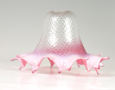 Lot 15 - A 19TH CENTURY PINK GLASS LAMP SHADE