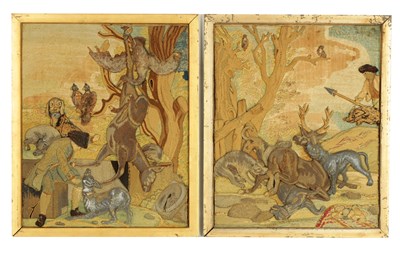 Lot 487 - A PAIR OF 17TH CENTURY  STUMP WORK PICTURES