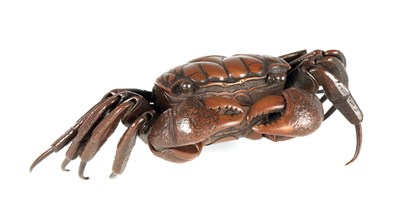 Lot 68 - A JAPANESE MEIJI PERIOD ARTICULATED BRONZE MODEL OF A CRAB
