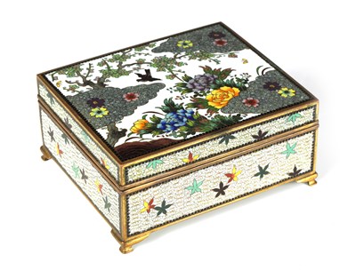 Lot 162 - A JAPANESE MEIJI PERIOD CLOISONNE ENAMEL BOX