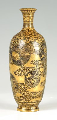 Lot 156 - A FINE JAPANESE MEIJI PERIOD MINIATURE GOLD INLAID IRON VASE BY KOMAI