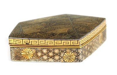 Lot 109 - A JAPANESE MEIJI PERIOD GOLD INLAID IRON LIDDED BOX BY KOMAI