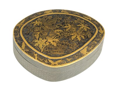 Lot 64 - A JAPANESE MEIJI PERIOD GOLD INLAID IRON LIDDED BOX