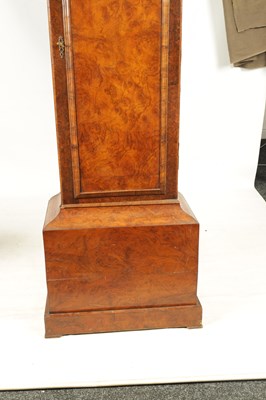Lot 890 - RICHARD RAYMENT. ST. EDMUNDS BURY  A RARE GEORGE II BUR WALNUT MUSICAL LONGCASE CLOCK