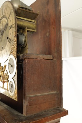 Lot 890 - RICHARD RAYMENT. ST. EDMUNDS BURY  A RARE GEORGE II BUR WALNUT MUSICAL LONGCASE CLOCK
