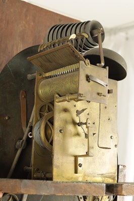 Lot 890 - RICHARD RAYMENT. ST. EDMUNDS BURY  A RARE GEORGE II BUR WALNUT MUSICAL LONGCASE CLOCK