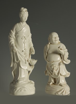Lot 155 - TWO 19TH CENTURY CHINESE BLANC DE CHINE FIGURES