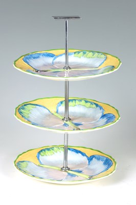 Lot 39 - AN ART DECO HANCOCKS IVORY WARE THREE TIER CAKE STAND
