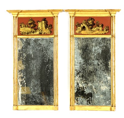 Lot 1126 - A PAIR OF 19TH CENTURY GILT MOULDED HANGING MIRRORS