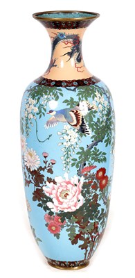Lot 65 - A LARGE MEIJI PERIOD JAPANESE CLOISONNE HALL VASE