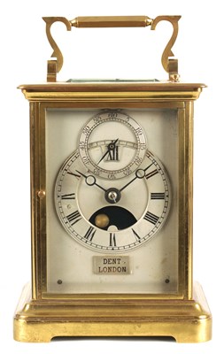 Lot 769 - A LATE 19TH CENTURY  GIANT ENGLISH DOUBLE FUSEE MOON PHASE REPEATING CARRIAGE CLOCK