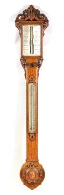 Lot 919 - EDWARD BRYAN, 24 CROSS STREET, MANCHESTER  A LATE 19TH CENTURY OAK STICK BAROMETER
