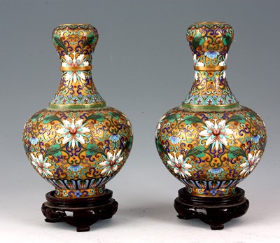 Lot 128 - A PAIR OF LATE 19TH CENTURY CLOISONNÉ VASES...