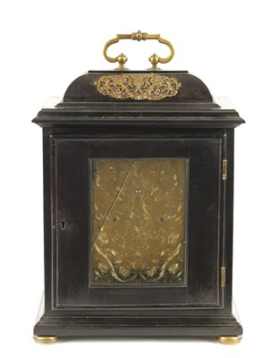 Lot 41 - ROBERT WILLIAMSON, LONDON. A LATE 17TH CENTURY ORMOLU MOUNTED EBONISED BRACKET CLOCK