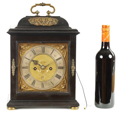Lot 41 - ROBERT WILLIAMSON, LONDON. A LATE 17TH CENTURY ORMOLU MOUNTED EBONISED BRACKET CLOCK