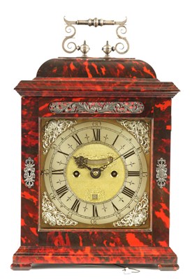 Lot 78 - HENRY MASSY, LONDON. A VERY FINE AND RARE QUEEN ANNE SILVER MOUNTED TORTOISESHELL VENEERED BRACKET CLOCK