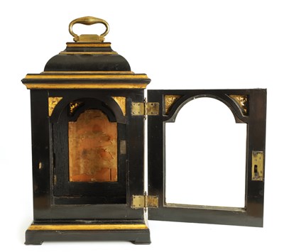 Lot 67 - DANIEL DELANDER, LONDON. A SMALL QUEEN ANNE EBONY VENEERED BRACKET TIMEPIECE WITH PULL QUARTER REPEAT
