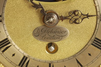 Lot 67 - DANIEL DELANDER, LONDON. A SMALL QUEEN ANNE EBONY VENEERED BRACKET TIMEPIECE WITH PULL QUARTER REPEAT