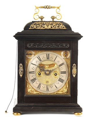 Lot 80 - ALEXANDER HEWITT, LONDON. A WILLIAM AND MARY EBONY VENEERED BRACKET CLOCK