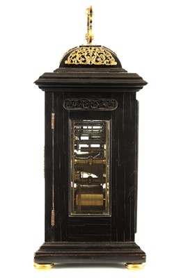 Lot 80 - ALEXANDER HEWITT, LONDON. A WILLIAM AND MARY EBONY VENEERED BRACKET CLOCK