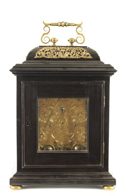 Lot 80 - ALEXANDER HEWITT, LONDON. A WILLIAM AND MARY EBONY VENEERED BRACKET CLOCK