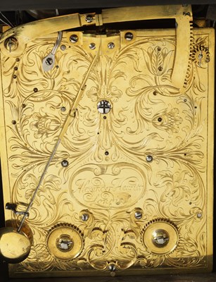 Lot 80 - ALEXANDER HEWITT, LONDON. A WILLIAM AND MARY EBONY VENEERED BRACKET CLOCK
