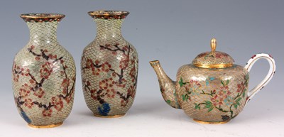 Lot 129 - THREE PIECES OF UNUSUAL TRANSPARENT CLOISONNÉ...