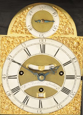 Lot 75 - WILLIAM THRELKELD, LONDON. A HIGH QUALITY GEORGE II ORMOLU MOUNTED EBONISED QUARTER CHIMING BRACKET CLOCK
