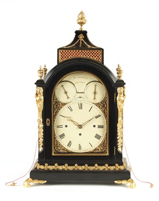 Lot 806 - WILLIAM ROBSON, LONDON. A GEORGE III ORMOLU MOUNTED EBONISED MUSICAL BRACKET CLOCK