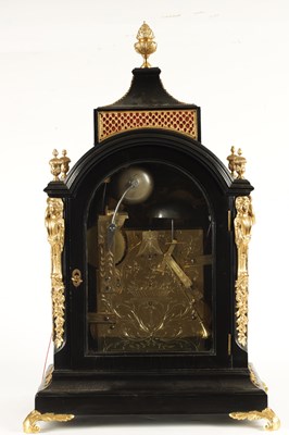 Lot 806 - WILLIAM ROBSON, LONDON. A GEORGE III ORMOLU MOUNTED EBONISED MUSICAL BRACKET CLOCK