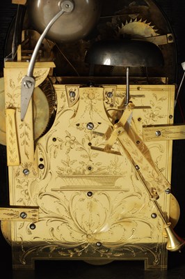 Lot 806 - WILLIAM ROBSON, LONDON. A GEORGE III ORMOLU MOUNTED EBONISED MUSICAL BRACKET CLOCK