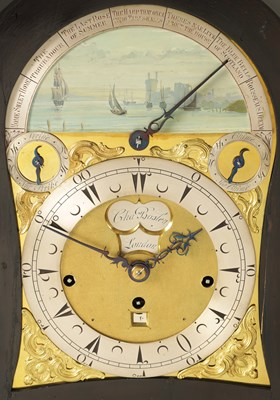 Lot 61 - CHARLES BOSLEY, LONDON. A GEORGE II ORMOLU MOUNTED EBONISED  MUSICAL BRACKET CLOCK WITH ORIGINAL WALL BRACKET